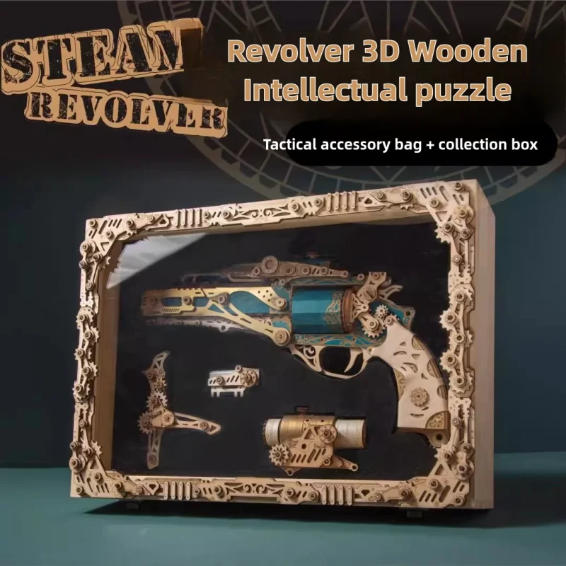 リボルバー3D木製パズル-タクティカル1:1スケールモデル